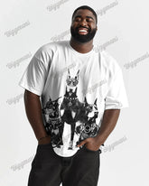 100% Cotton-Partner Dog Pattern Men's Loose Big & Tall Short Sleeve T-Shirt